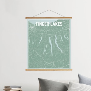 Impresión de mapas de calles de Finger Lakes Nueva York / Marco de póster magnético de Finger Lakes / Mercado impreso