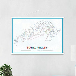 Squaw Valley Californië skiroutekaart | Hangend canvas van Squaw Valley Ski Trail | Gedrukte marktplaats