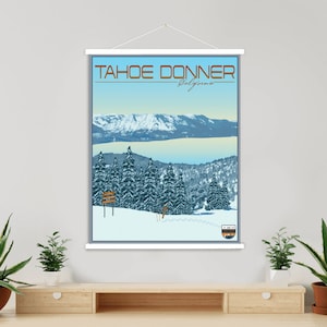 Tahoe Donner Kalifornien moderne Illustration Druck | Leinwand von Tahoe Donner Ski Resort | Gedruckter Marktplatz