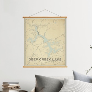 Impresión de mapa de calles de Deep Creek Lake Maryland / Marco de póster magnético de Deep Creek / Mercado impreso