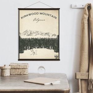 Kirkwood California Ski Resort Skizze Druck | Hängende Leinwand von Kirkwood Ski Resort | Gedruckter Marktplatz