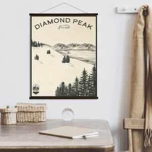 Stampa di schizzi della stazione sciistica di Diamond Peak Nevada / tela appesa della stazione sciistica di Diamond Peak / Marketplace stampato