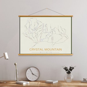 Crystal Mountain Washington Ski Wanderkarte | Leinwand der Kristallberg Ski Spur zum Aufhängen Gedruckter Marktplatz