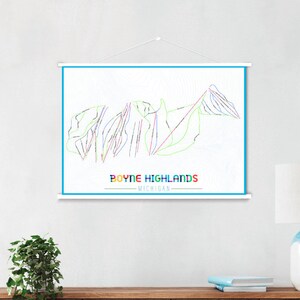 Boyne Highlands-Michigan-Skipisten-Karte | Hängende Leinwand von Boyne Highlands Ski Trail | Gedruckter Marktplatz