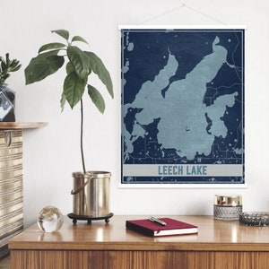 Impresión de mapas de Leech Lake Minnesota / Marco de póster magnético de Leech Lake / Mercado impreso