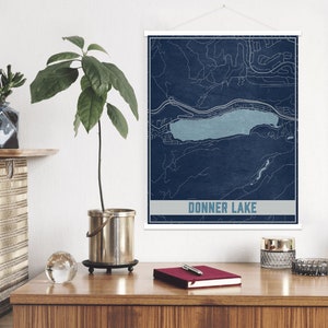Impresión de mapas de Donner Lake California / Marco de póster magnético de Donner Lake / Mercado impreso
