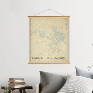 Impresión del mapa de la calle Missouri del lago de los Ozarks / Marco del cartel magnético del lago de los Ozarks / Mercado impreso