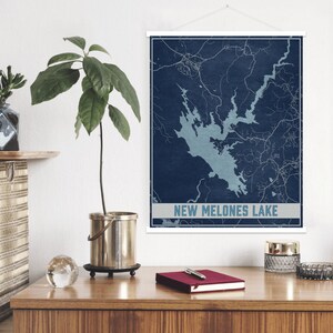 Nueva impresión de mapas de Melones Lake California / Nuevo marco de póster magnético de Melones Lake / Mercado impreso