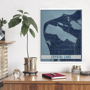Impresión de mapas de Crystal Lake Michigan / Marco de póster magnético de Crystal Lake / Mercado impreso