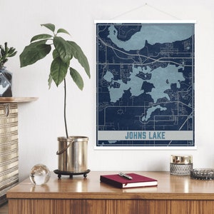 Impresión de mapas de Johns Lake Florida / Marco de póster magnético de Johns Lake / Mercado impreso