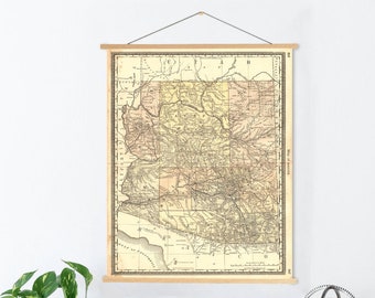 Arizona Antique Color State Map Print | Arizona Canvas Map Art | Printed Marketplace