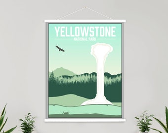 Yellowstone National Park Wyoming Modern Illustration Print | Yellowstone National Park Magnetic Poster Frame | Printed Marketplace