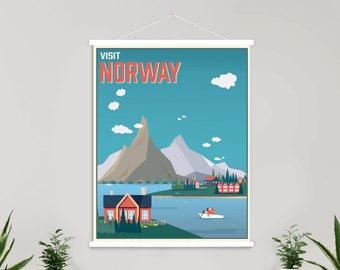 Norway Modern Illustration Print | Norway Magnetic Poster Frame | Printed Marketplace