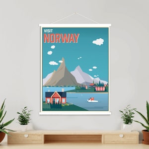 Ilustração moderna de Noruega Pôsteres de <br> Entrega Rápida? Moldura magnética para pôster da Noruega | Mercado Impresso