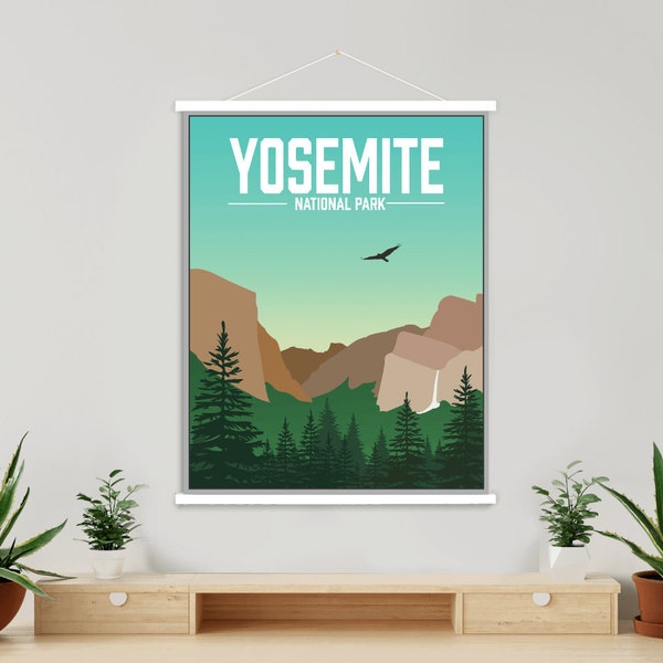 Yosemite National Park California Modern Illustration Print | Yosemite National Park Magnetic Poster Frame | Printed Marketplace