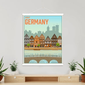 Germany Modern Illustration Print | Germany Magnetic Poster Frame | Printed Marketplace