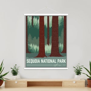 Sequoia California National Park Modern Illustration Print | Sequoia National Park Magnetic Poster Frame | Printed Marketplace