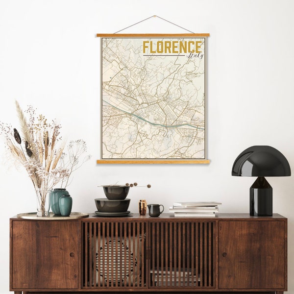 Florence Italy Street Map | Hanging Canvas Map of Florence Italy | Printed Marketplace