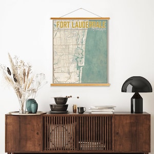 Fort Lauderdale Florida Nautical Street Map | Hanging Canvas Map of Fort Lauderdale | Printed Marketplace