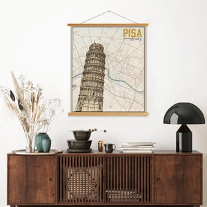 Pisa Italy Street Map | Hanging Canvas of Pisa Italy | Printed Marketplace