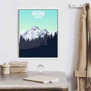 Avon Colorado Impresión de ilustración moderna / Avon Colorado colgante marco de cartel magnético / Mercado impreso