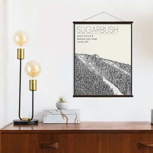 Sugarbusch Vermont Wintersportort Illustration-Druck | Leinwand zum Aufhängen von Sugarbush Resort | Gedruckter Marktplatz
