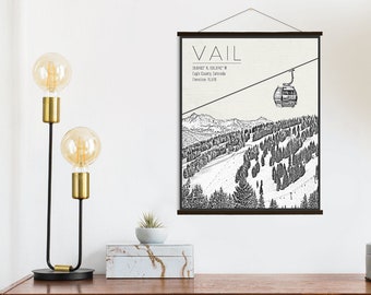 Vail Colorado Ski Resort Illustration Print | Hanging Canvas of Vail Ski Resort | Printed Marketplace