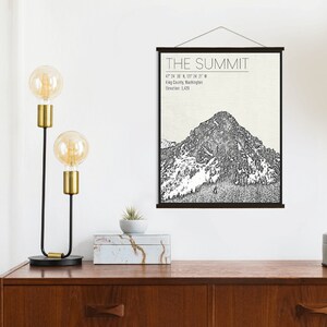 Impresión de ilustración de la estación de esquí de Summit Washington / Lienzo colgante de la Cumbre en Snoqualmie / Mercado impreso