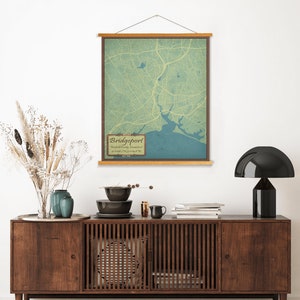 Bridgeport Connecticut Vintage Street Map | Hanging Canvas Map of Bridgeport | Printed Marketplace
