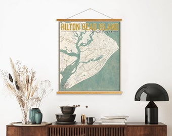 Hilton Head Island South Carolina Nautical Street Map | Hanging Canvas Map of Hilton Head | Printed Marketplace