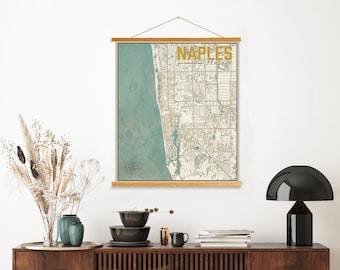 Naples Florida Street Map | Hanging Canvas Map of Naples Florida | Printed Marketplace