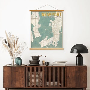 Newport Rhode Island Nautical Street Karte | Leinwand Karte von Newport zum Aufhängen Gedruckter Marktplatz