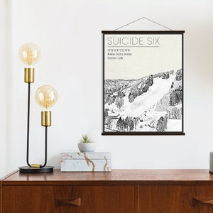 Suicide Six Vermont Ski Illustration Print | Hängende Leinwand von Suicide Six Ski Resort | Gedruckter Marktplatz