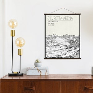 Silvretta Arena Österreich Ski Resort Illustration Druck | Leinwand von Silvretta Arena | Gedruckter Marktplatz
