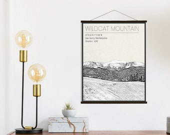 Wildcat Mountain New Hampshire Skiresort afdrukken | Hangend canvas van skigebied Wildcat Mountain | Gedrukte marktplaats
