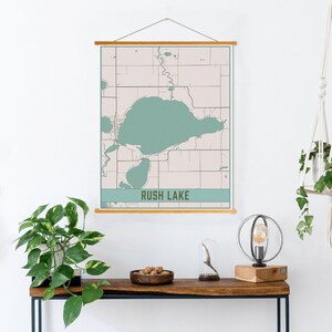 Impresión de mapas de Rush Lake Minnesota / Marco de póster magnético de Rush Lake / Mercado impreso