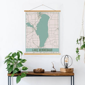 Impresión de mapas del lago Winnebago Wisconsin / Marco de póster magnético del lago Winnebago / Mercado impreso