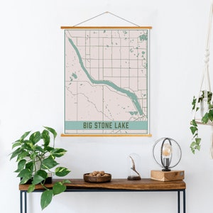 Impresión de mapas de Big Stone Lake Minnesota / Marco de póster magnético de piedra grande / Mercado impreso