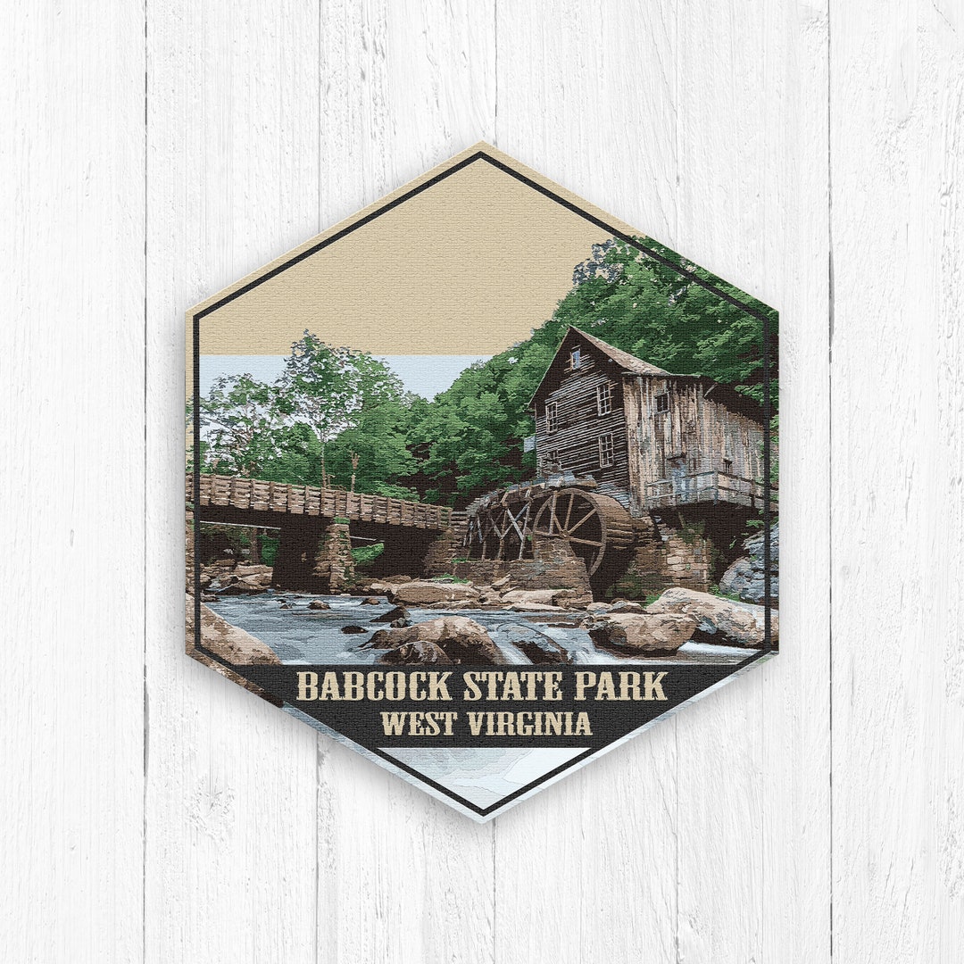 Babcock State Park West Virginia Hexagon Illustration by Printed ...