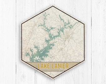 Lake Lanier Georgia Hexagon Canvas, Lake Lanier Map, Travel Collection, Wanderlust, Lake Map, Lake Lanier GA Decor, Nautical Map, Wall Art