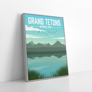 Grand Tetons Wyoming National Park Modern Illustration Print | Grand Tetons Magnetic Poster Frame | Printed Marketplace image 3