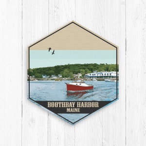 Boothbay Harbor Maine Hexagon Canvas Illustration