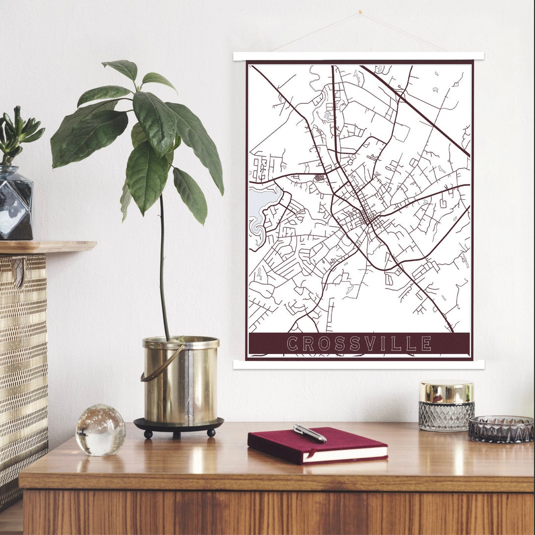 Crossville Tennessee Street Map Print Hanging Canvas Map of Crossville Printed Marketplace Etsy