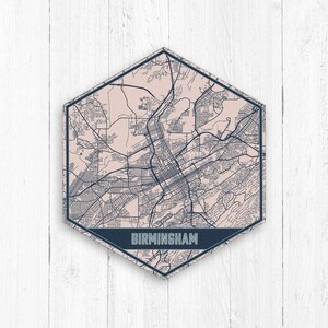 Birmingham Alabama Hexagon City Map Straßenkarte Print von Printed Marktplatz