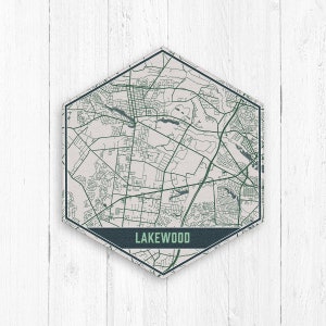 Lakewood New Jersey Map, Hexagon Map, Hexagon Canvas, Travel Collection, Lakewood, Map of Lakewood, Lakewood Print, City Street, Wall Art