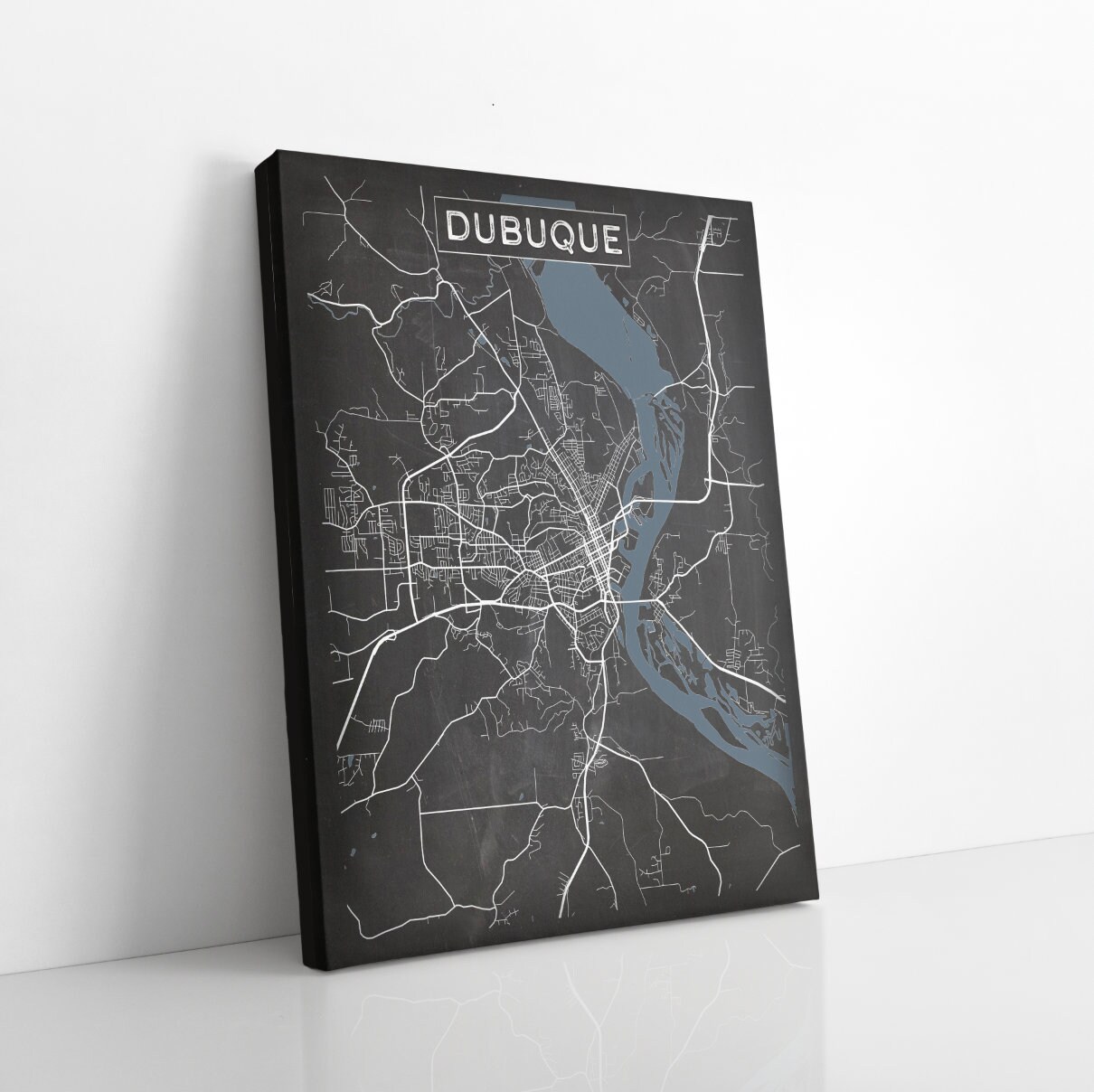 Dubuque Iowa Charcoal Street Map / Hanging Canvas Map of Etsy