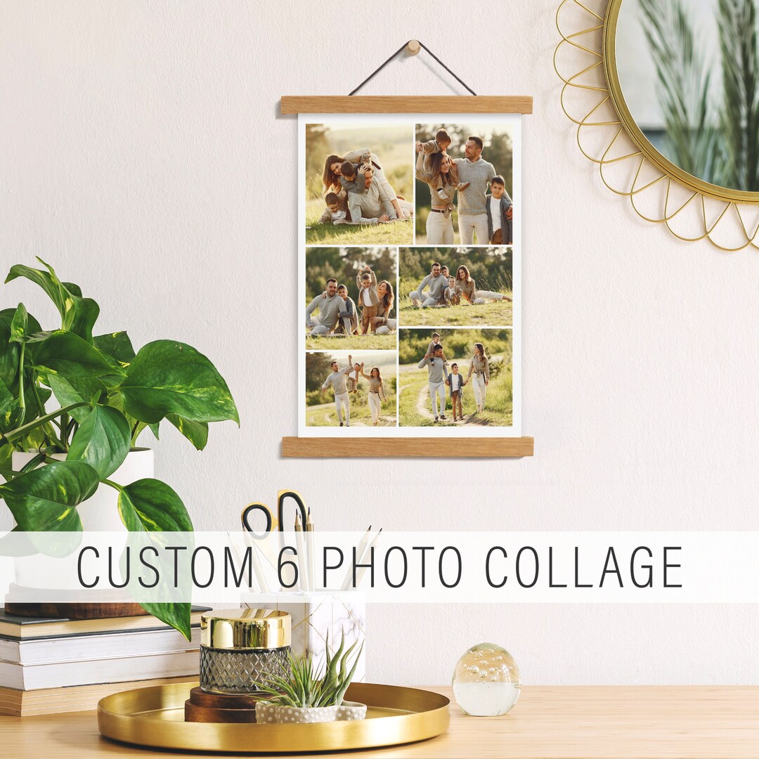 Personalized 6 Photo Collage Hanging Canvas, Custom Photo Collage