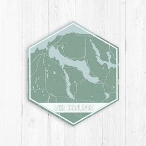 Lake Charlevoix Michigan Hexagon Canvas by Printed Marketplace