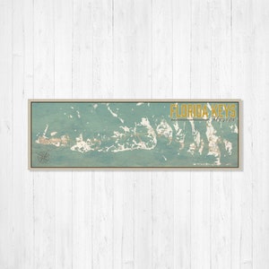 Nautische stratenkaart van Florida Keys | Hangende canvaskaart van Florida Keys | Gedrukte marktplaats