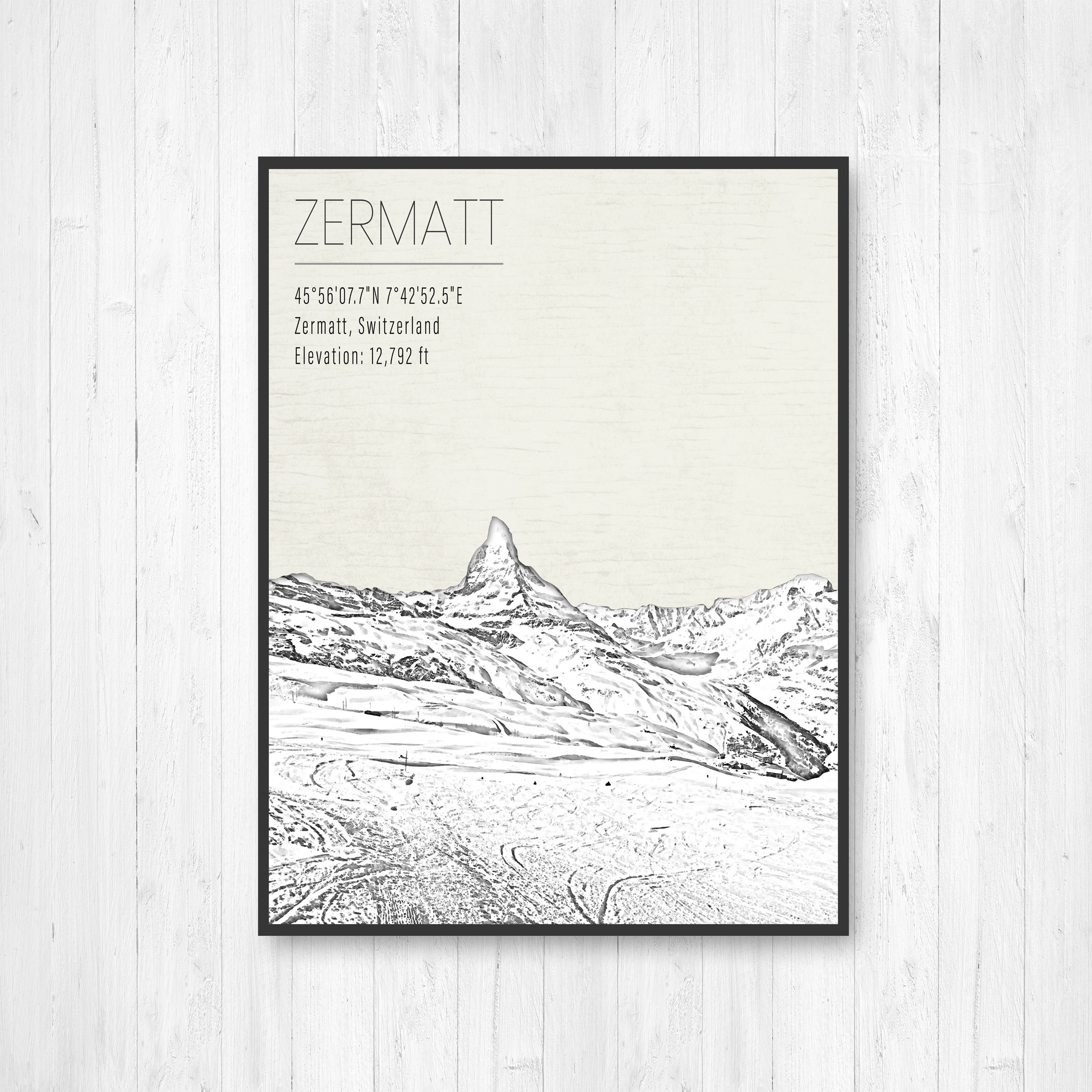 Zermatt Switzerland Ski Resort Print | Hanging Canvas of Zermatt Ski ...